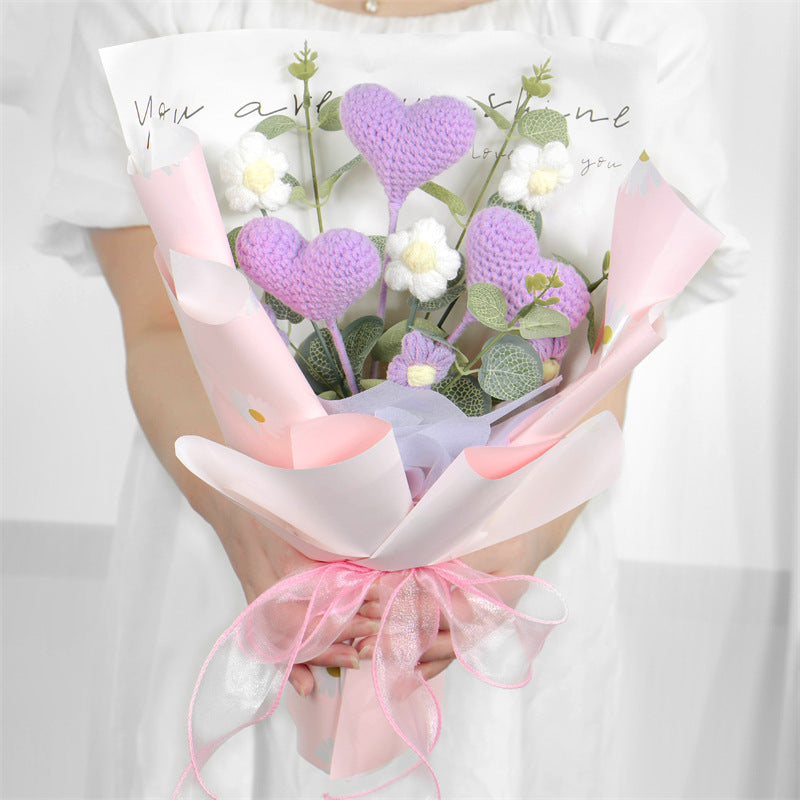 Handmade Knitted Tulip Bouquet Eternal Wool Flowers Gift for Her