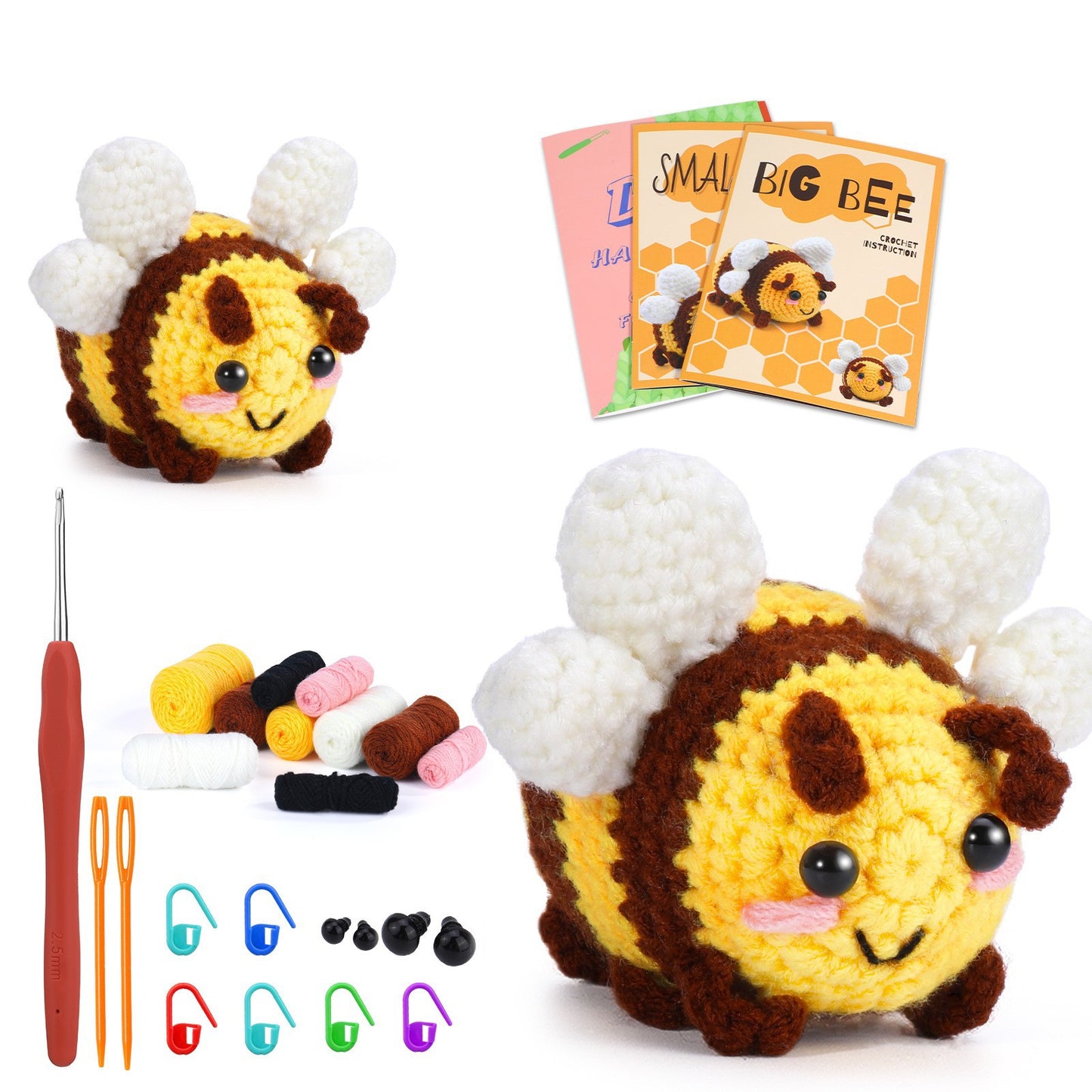 DIY Crochet Kit Cartoon Bee Doll Set with English Instructions