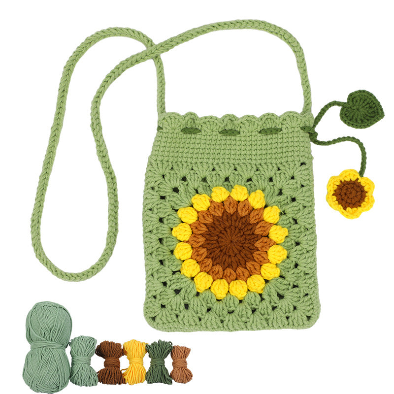 DIY Crochet Kit Small Flower Crossbody Bag for Girls Gift