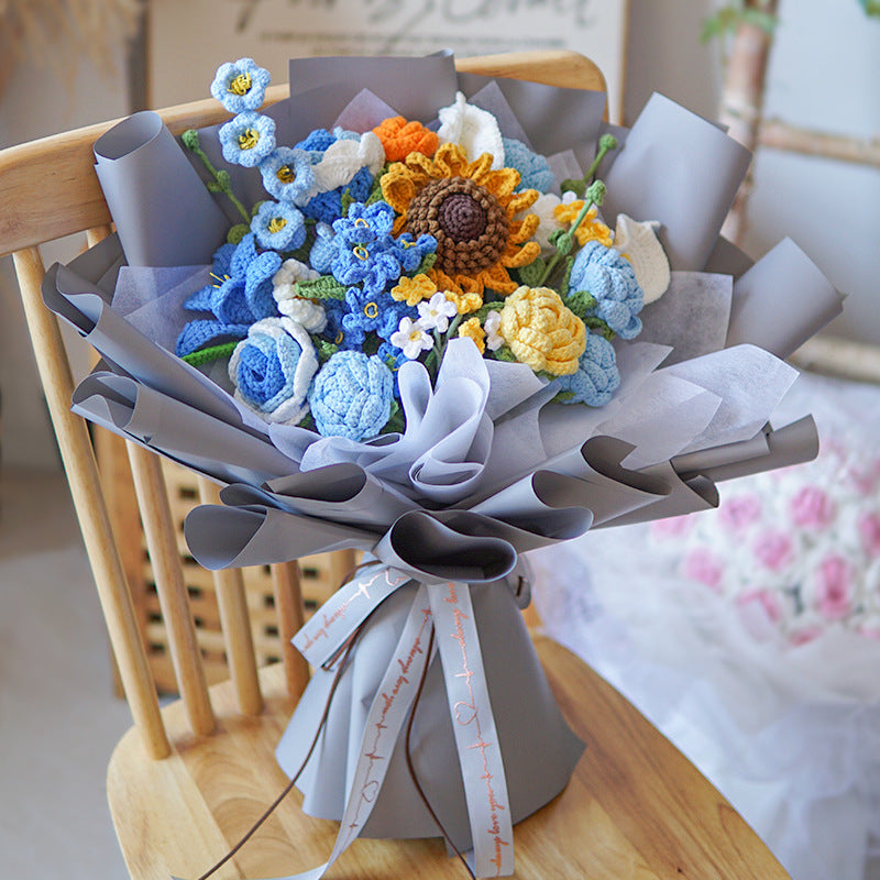 Handmade Wool Peony Bouquet – Luxurious Knitted Flower Gift