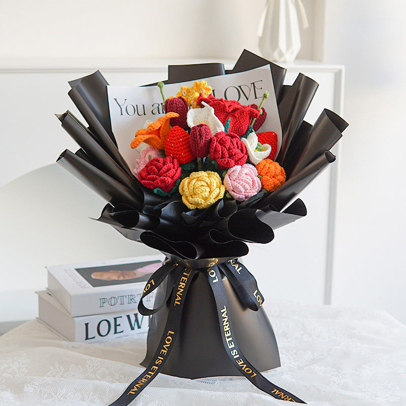 Handmade Wool Peony Bouquet – Luxurious Knitted Flower Gift