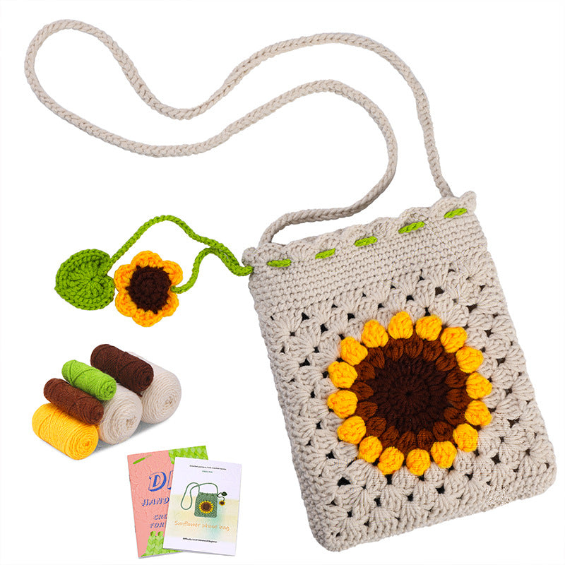 DIY Crochet Kit Small Flower Crossbody Bag for Girls Gift
