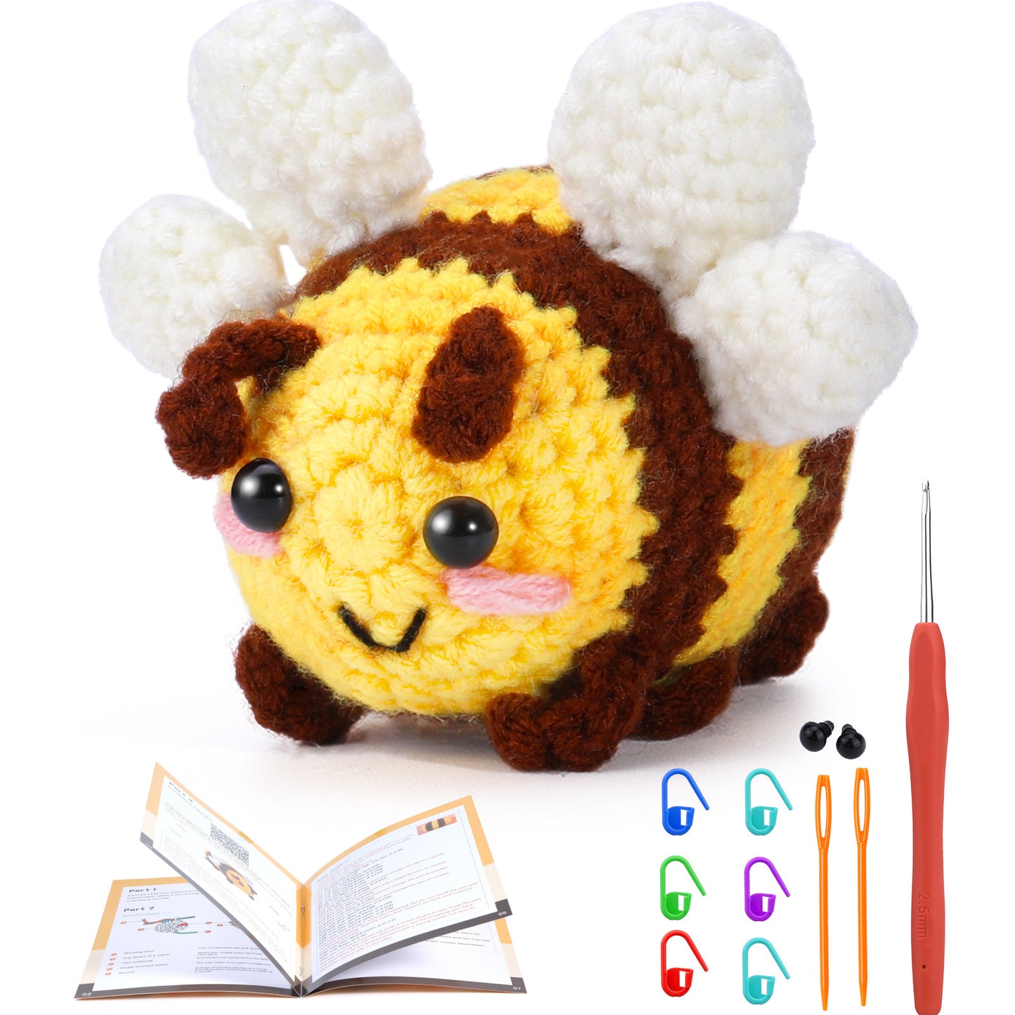 DIY Crochet Kit Cartoon Bee Doll Set with English Instructions