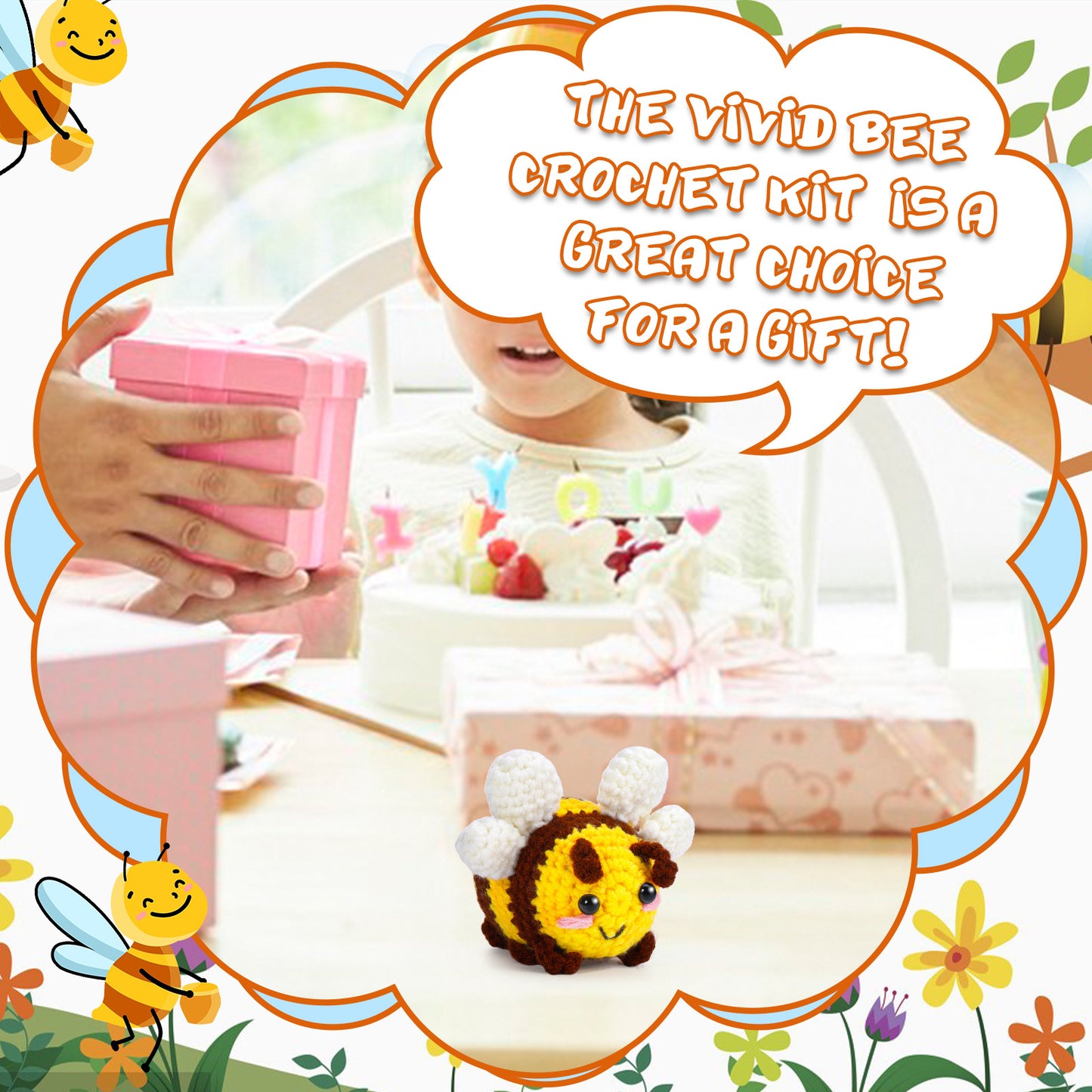 DIY Crochet Kit Cartoon Bee Doll Set with English Instructions