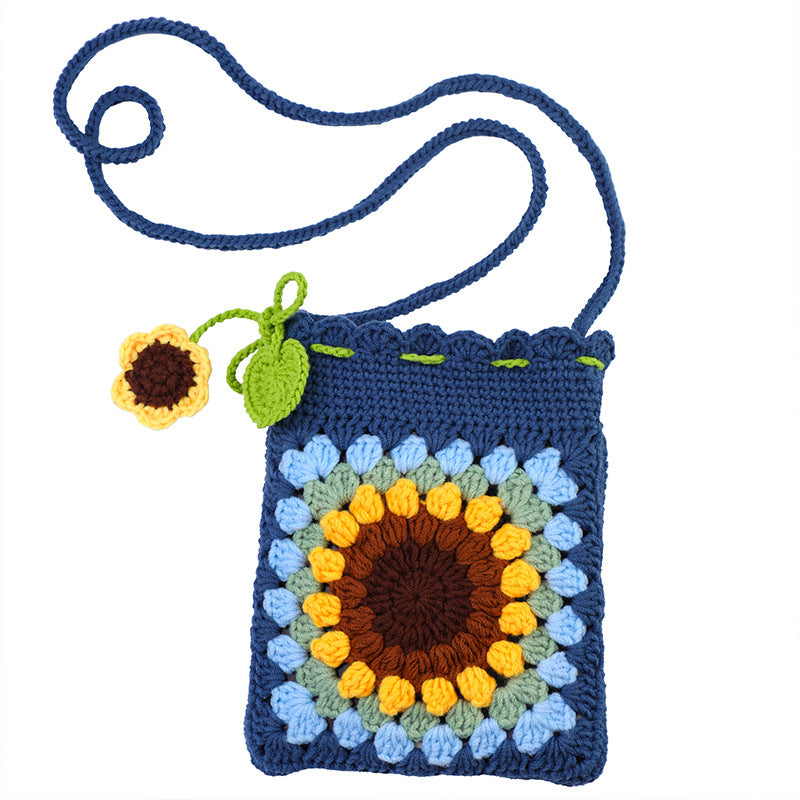 DIY Crochet Kit Small Flower Crossbody Bag for Girls Gift
