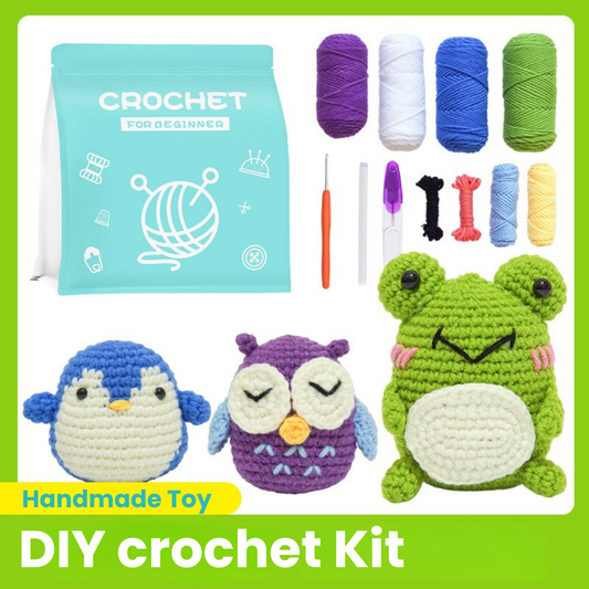 DIY Crochet Animal Keychain Kit – Owl & Frog with English Guide