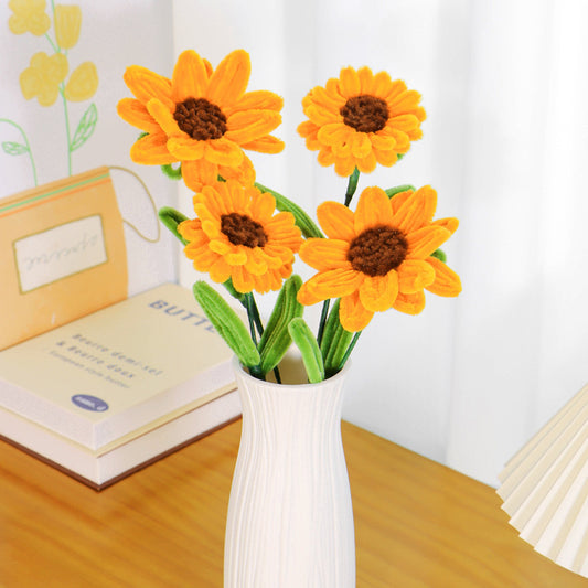 Handmade Yarn Sunflower Stems – Crochet Flowers for Home Decor