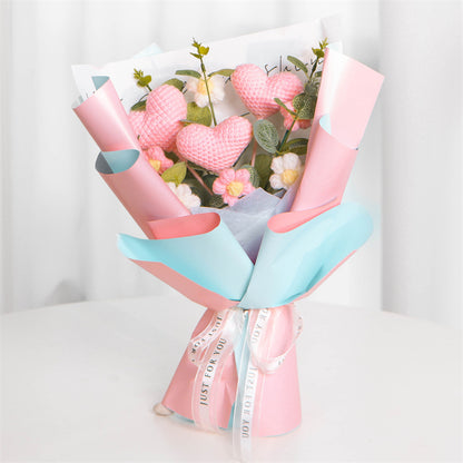 Handmade Knitted Tulip Bouquet  Eternal Wool Flowers Gift for Her