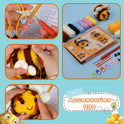 DIY Crochet Kit  Cartoon Bee Doll Set with English Instructions