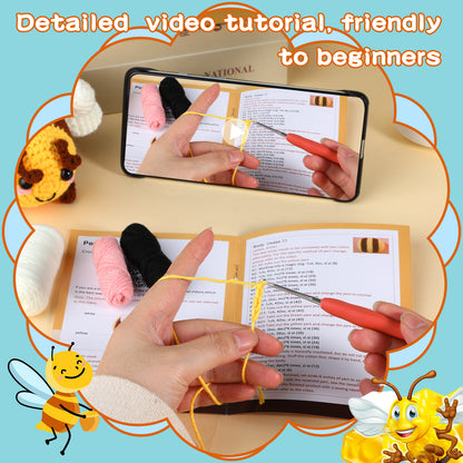 DIY Crochet Kit  Cartoon Bee Doll Set with English Instructions