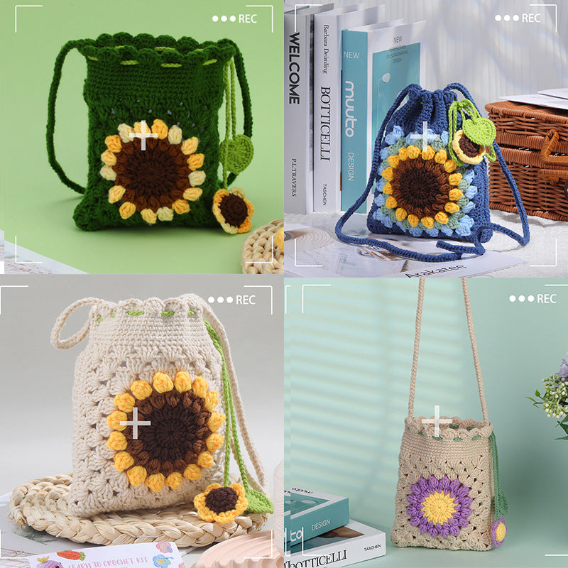 DIY Crochet Kit  Small Flower Crossbody Bag for Girls Gift