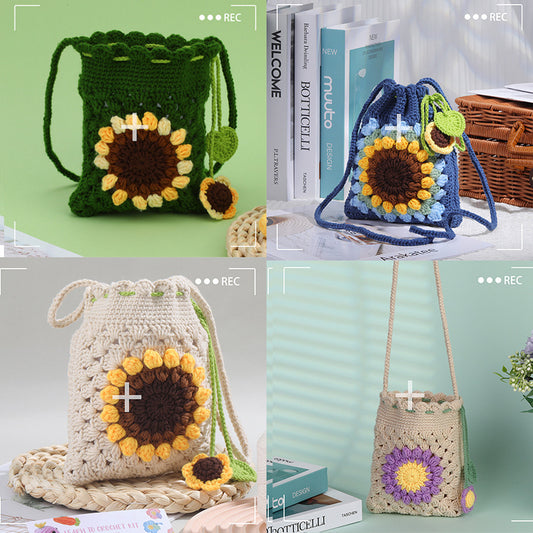 DIY Crochet Kit  Small Flower Crossbody Bag for Girls Gift