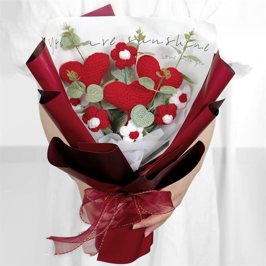 Handmade Knitted Tulip Bouquet  Eternal Wool Flowers Gift for Her