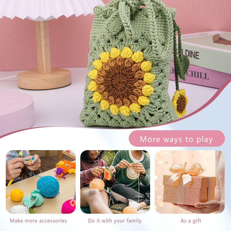 DIY Crochet Kit  Small Flower Crossbody Bag for Girls Gift