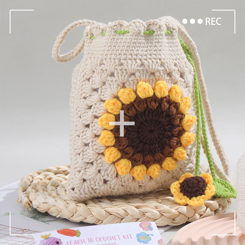 DIY Crochet Kit  Small Flower Crossbody Bag for Girls Gift