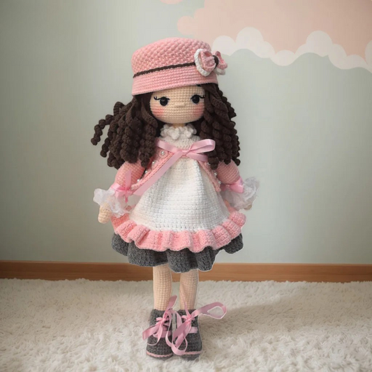 Crochet Rosalin Doll – Handmade Pink Girl Plush Toy for Gifts & Decor