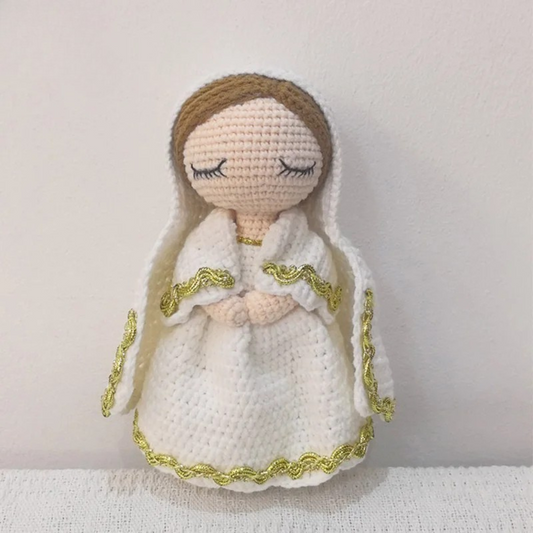 Crochet Saint Plush Toy – Handmade Baptism & Easter Gift for Baby Room
