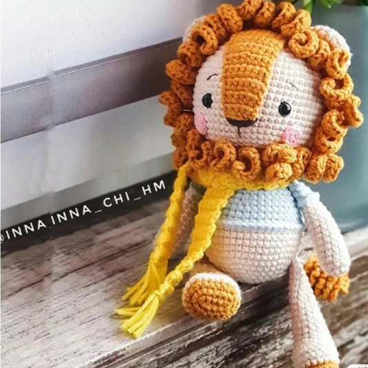 Handmade Amigurumi Lion & Elephant Plush Doll – Soft Crochet Toys for Kids
